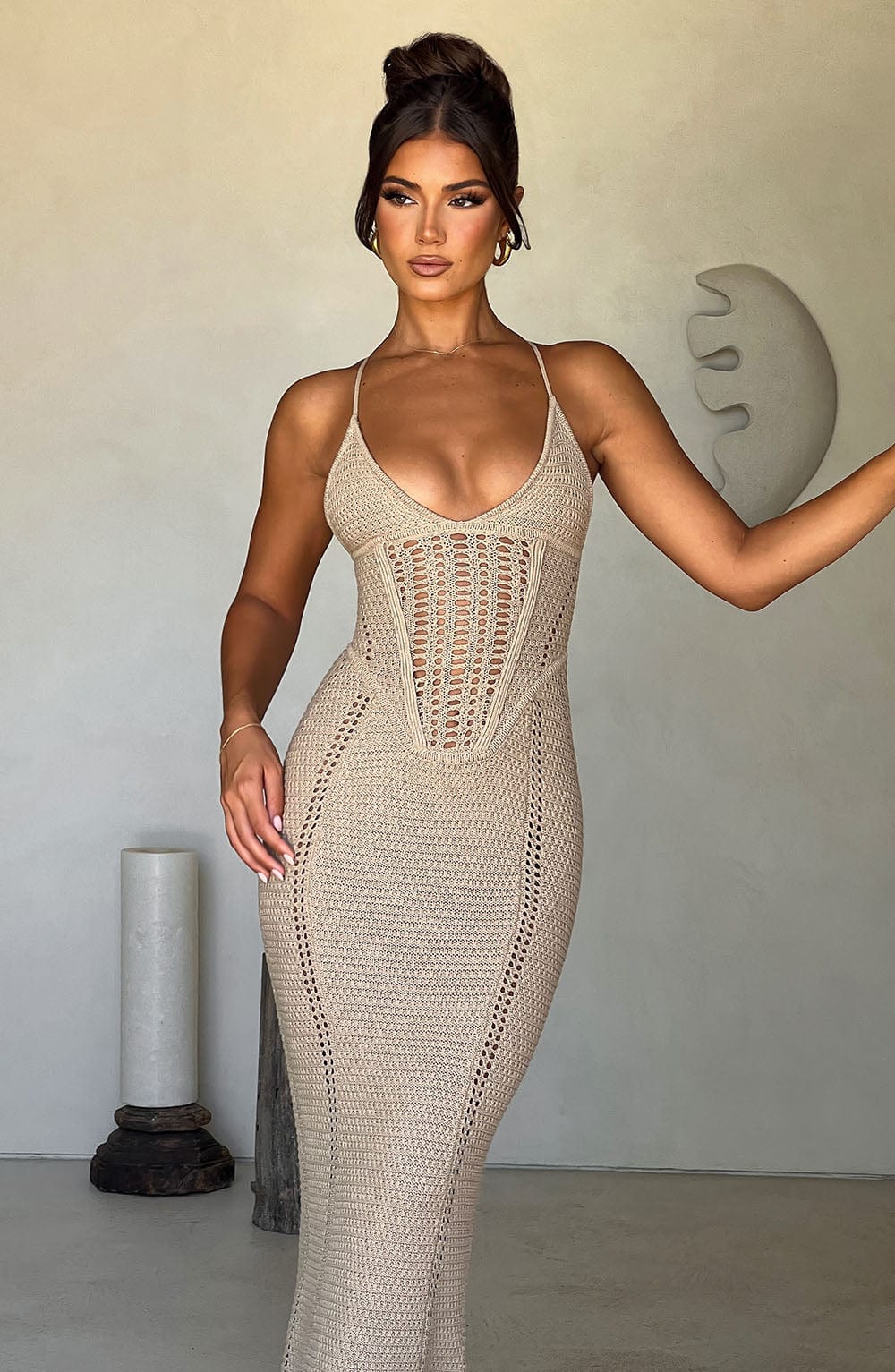 Yaraelia Maxi Dress in Beige by Clandour, product photo 4