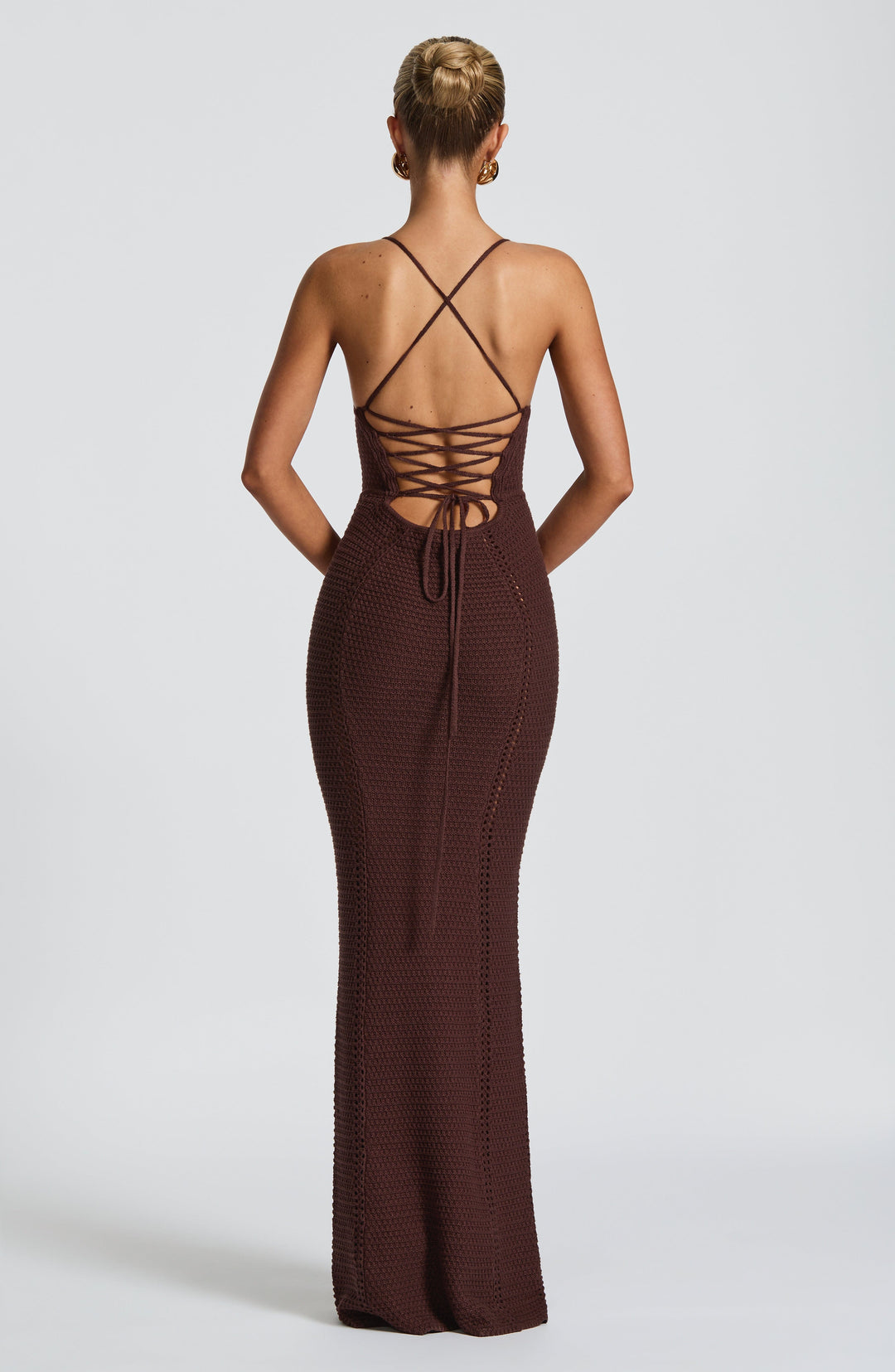 Yaraelia Maxi Dress in Plum Brown by Clandour, product photo 2