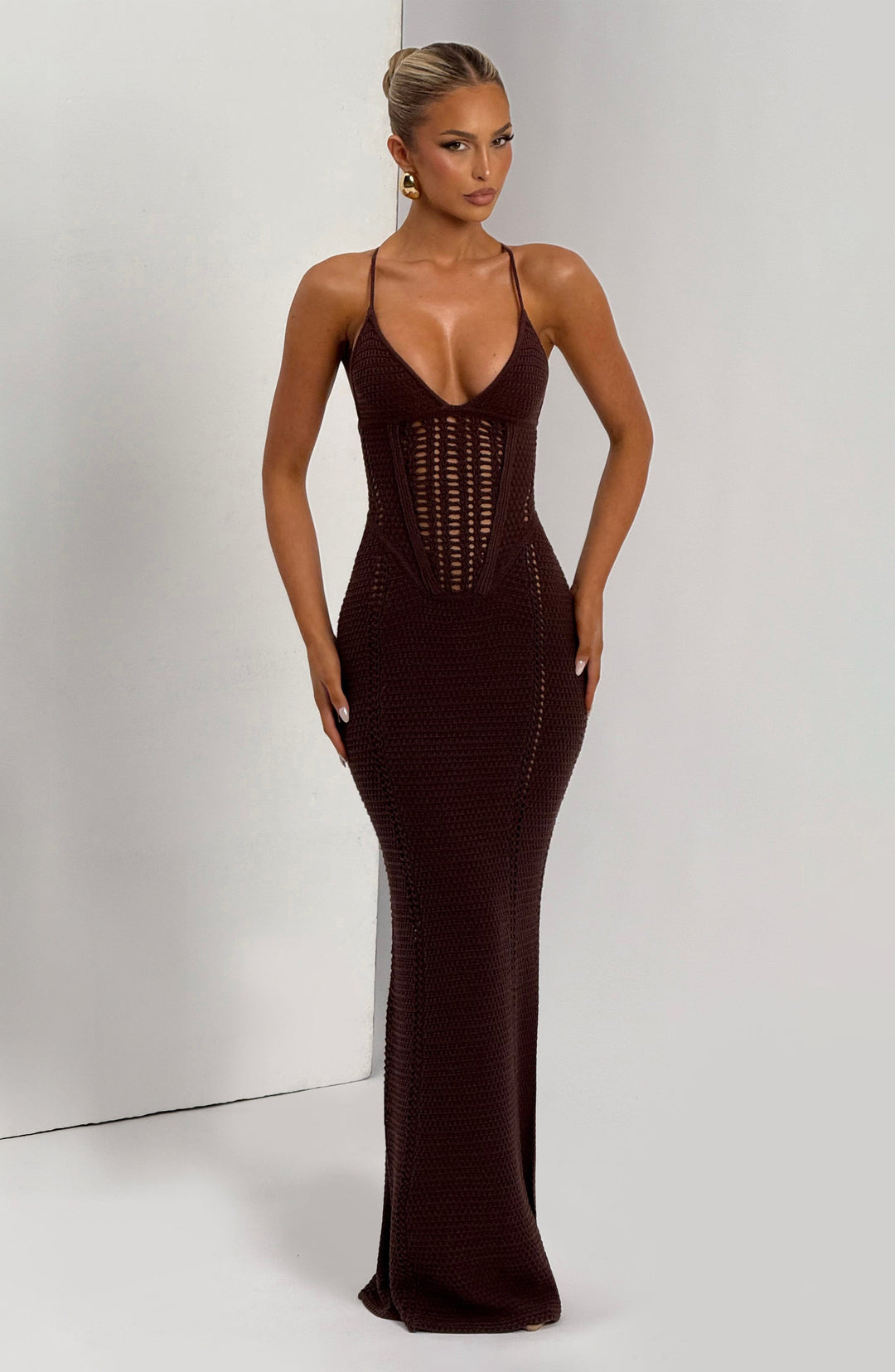 Yaraelia Maxi Dress in Plum Brown by Clandour, product photo 6