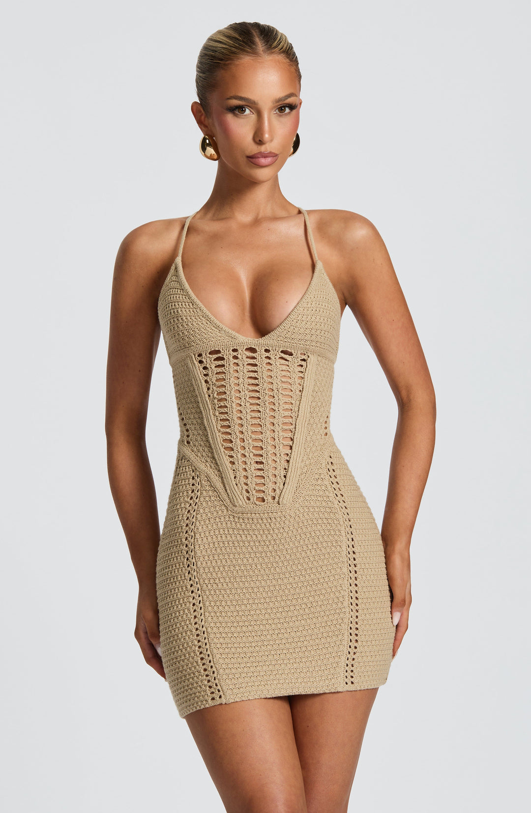 Yaraelia Mini Dress in Beige by Clandour, product photo 5