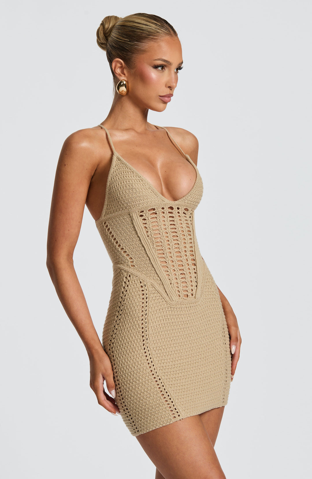 Yaraelia Mini Dress in Beige by Clandour, product photo 6
