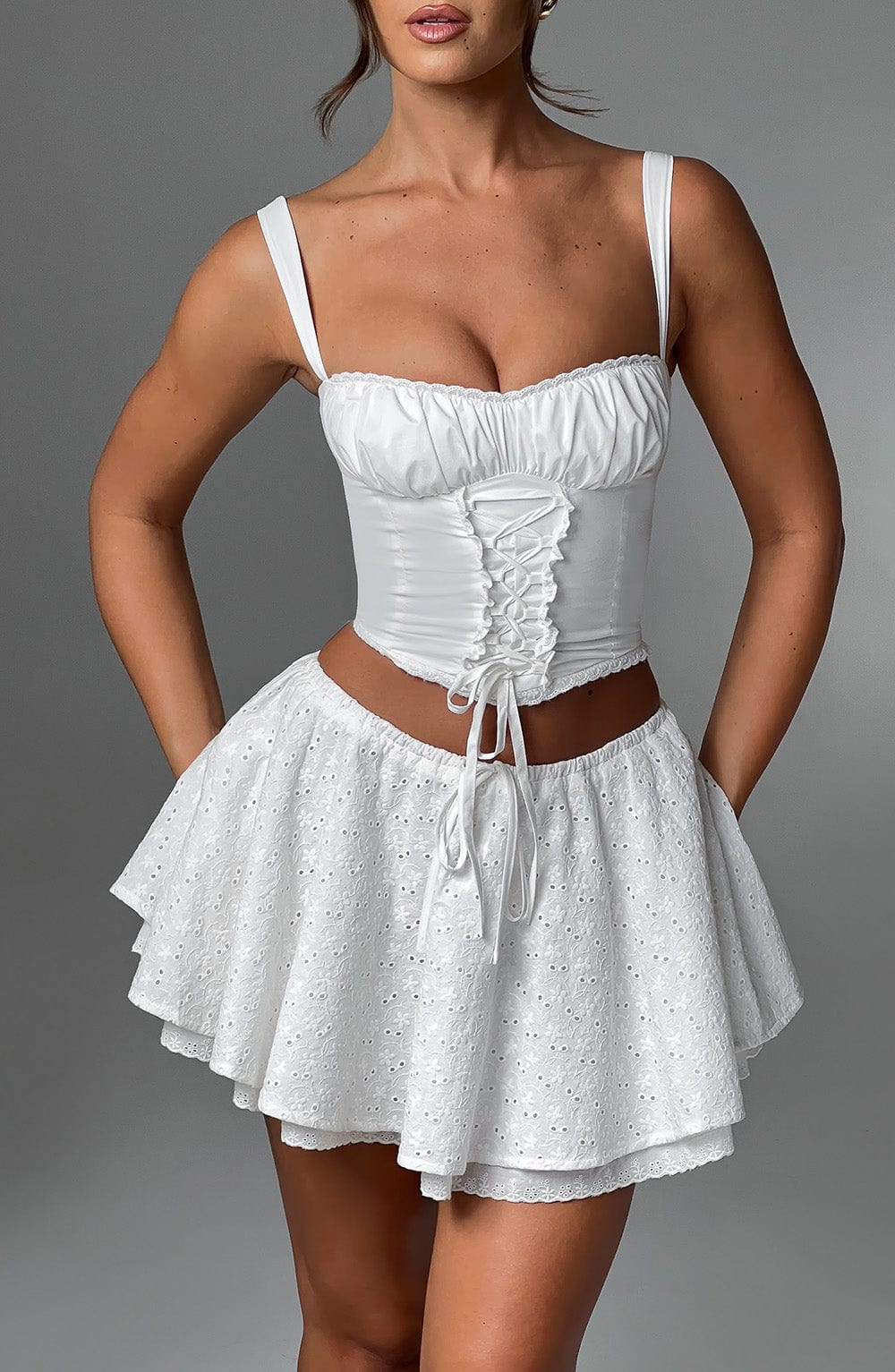 Yaraessa Mini Skirt in Ivory by Clandour, product photo 4