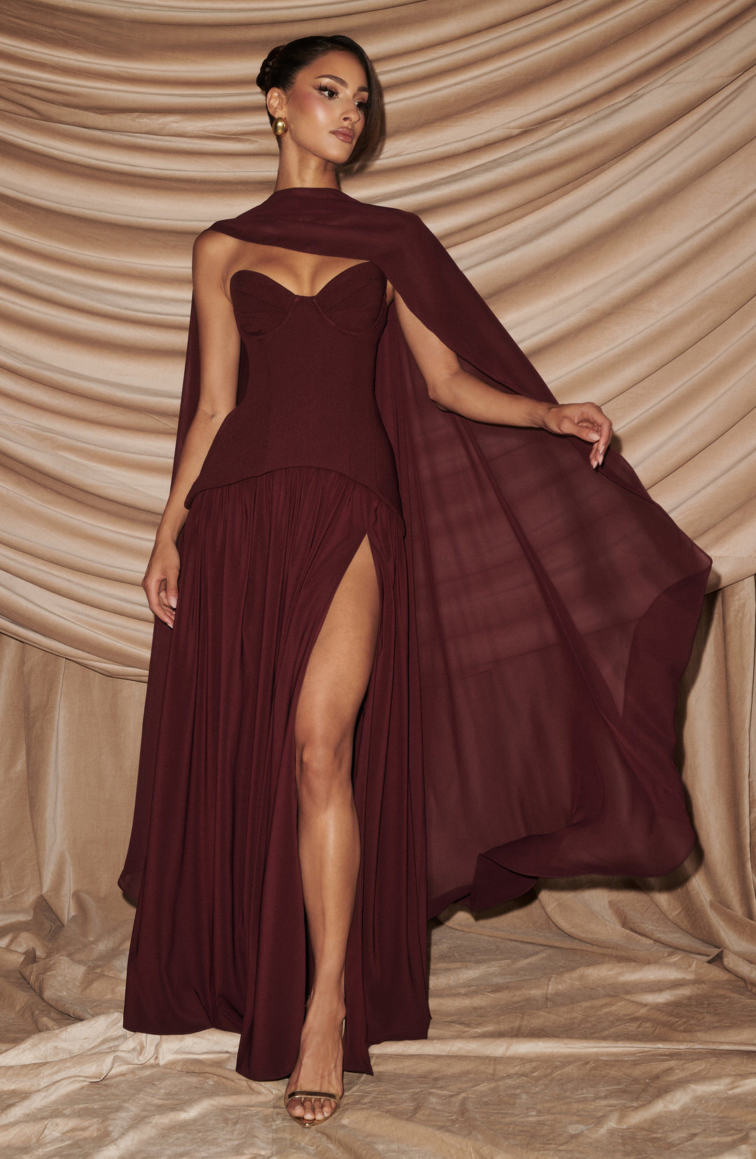 Yaraine Maxi Dress in Cherry Lacquer by Clandour, product photo 6