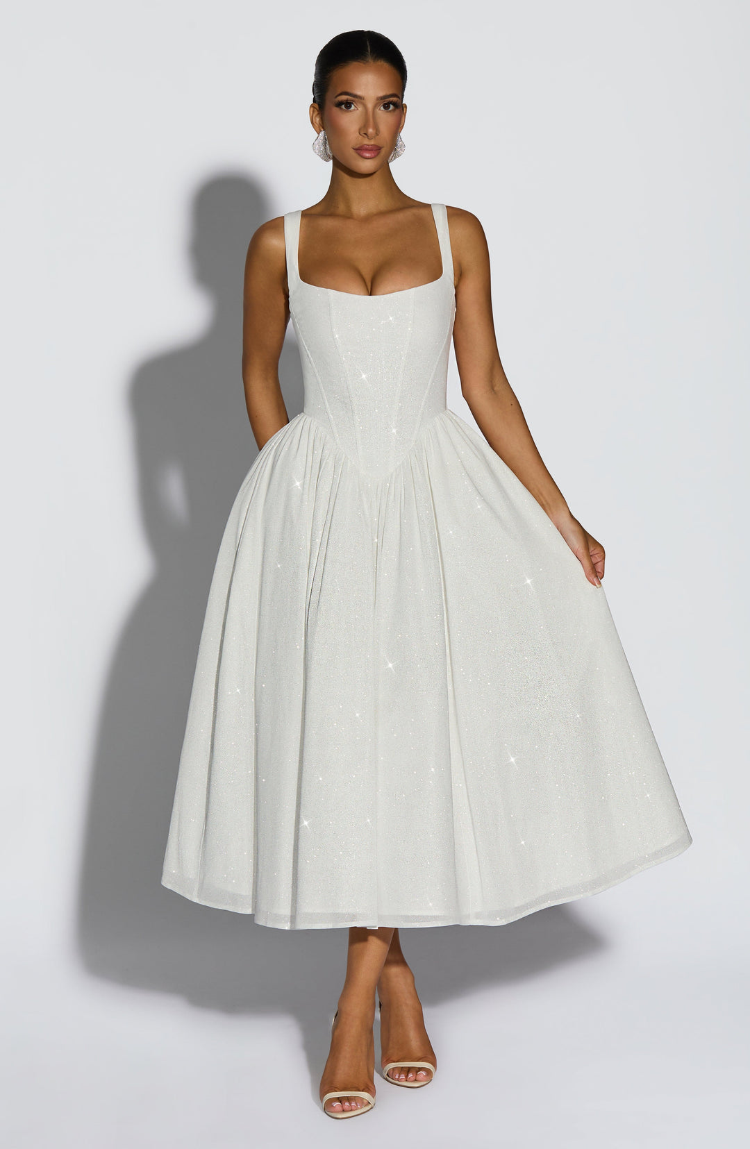 Yaraise Midi Dress in Ivory Sparkle by Clandour, product photo 1