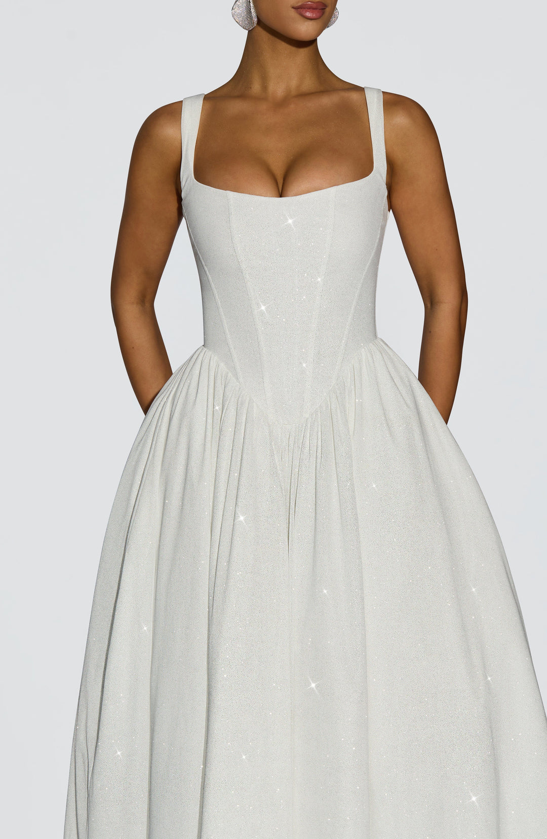 Yaraise Midi Dress in Ivory Sparkle by Clandour, product photo 3