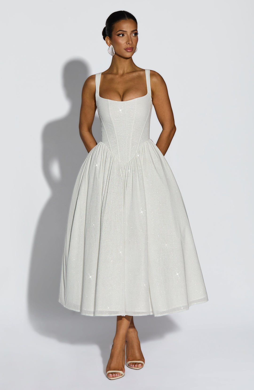 Yaraise Midi Dress in Ivory Sparkle by Clandour, product photo 4