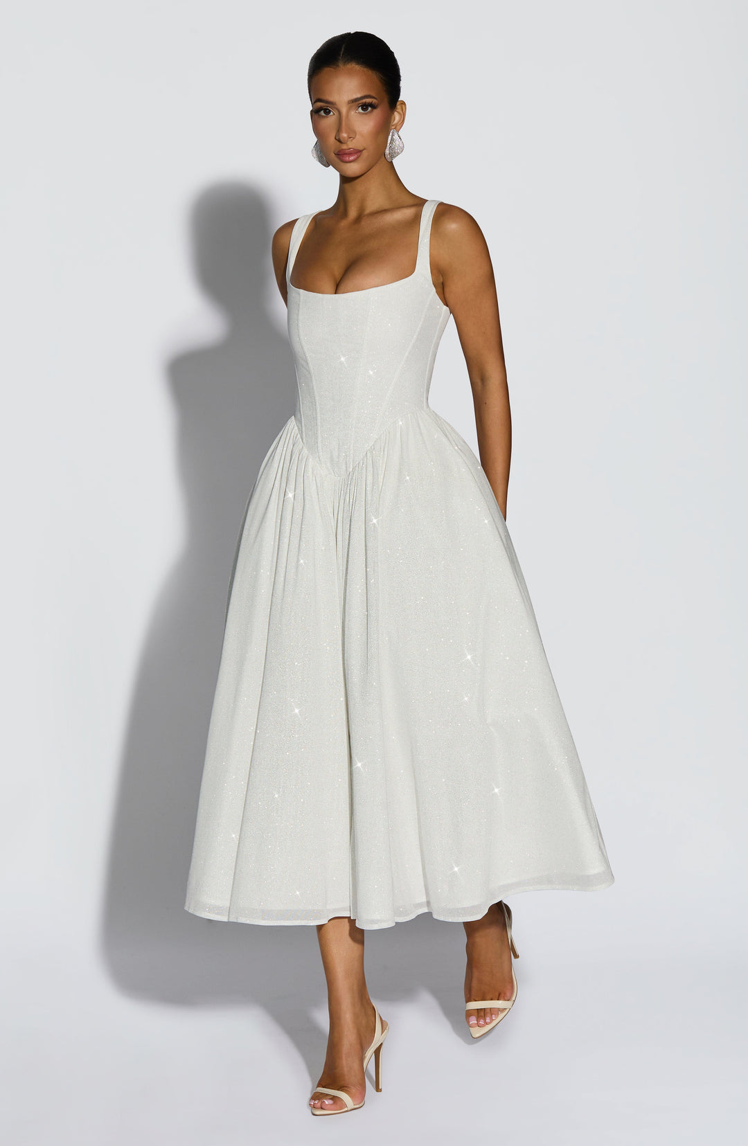 Yaraise Midi Dress in Ivory Sparkle by Clandour, product photo 5