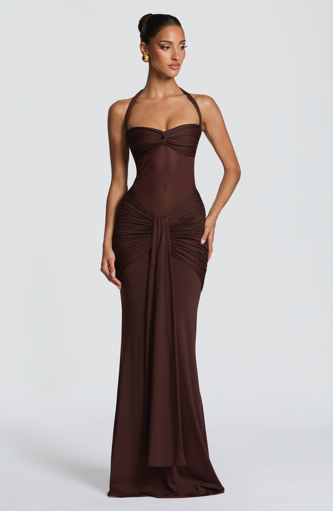 Yaraola Maxi Dress in Plum Brown by Clandour, product photo 5