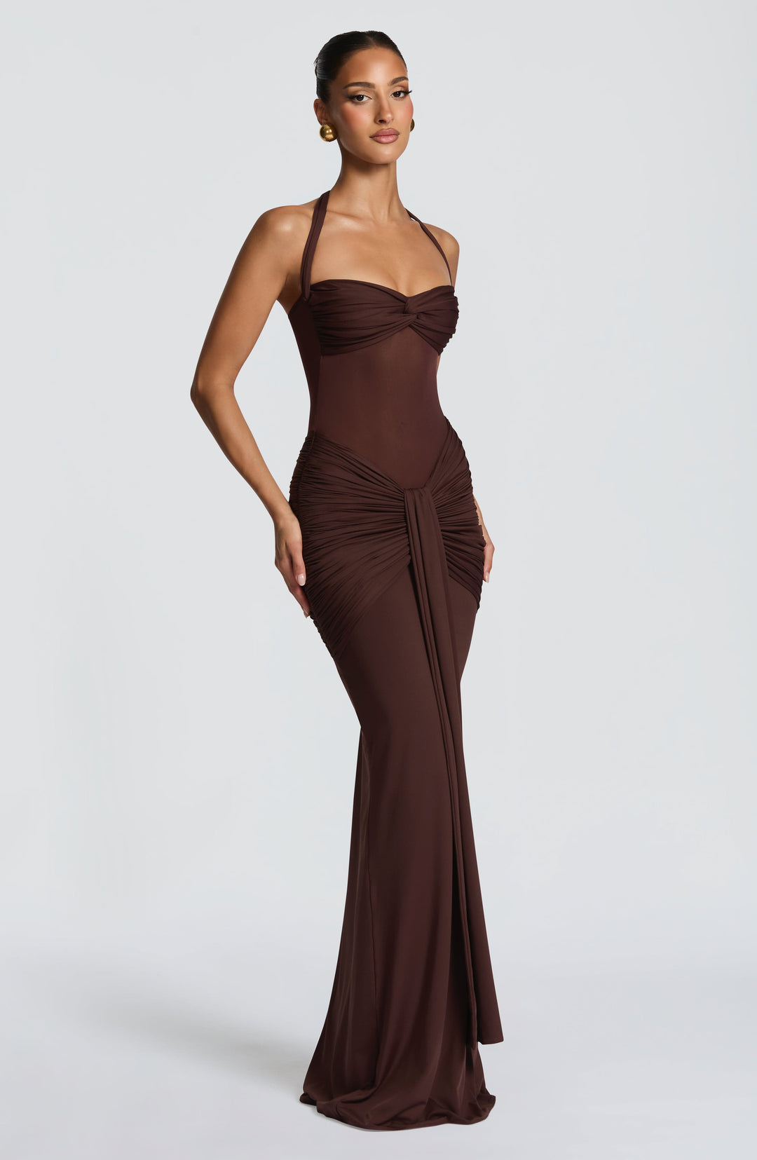 Yaraola Maxi Dress in Plum Brown by Clandour, product photo 7