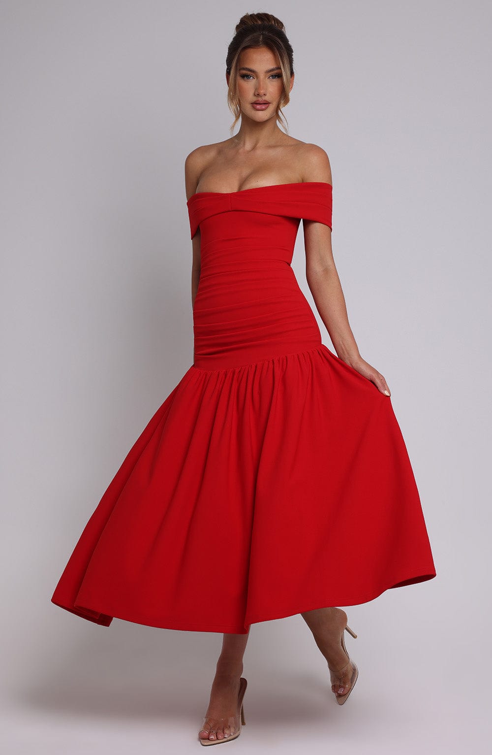 Yarari Midaxi Dress in Red by Clandour, product photo 4