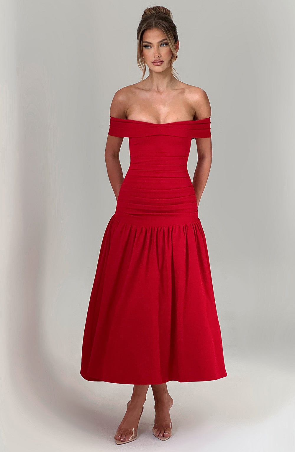 Yarari Midaxi Dress in Red by Clandour, product photo 5