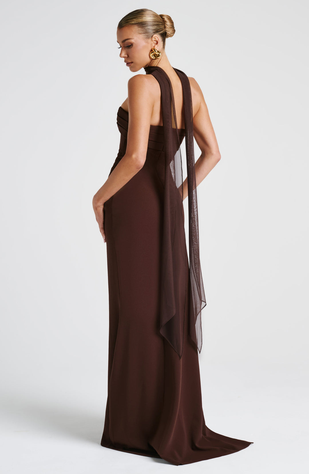 Zellaia Maxi Dress in Plum Brown by Clandour, product photo 5