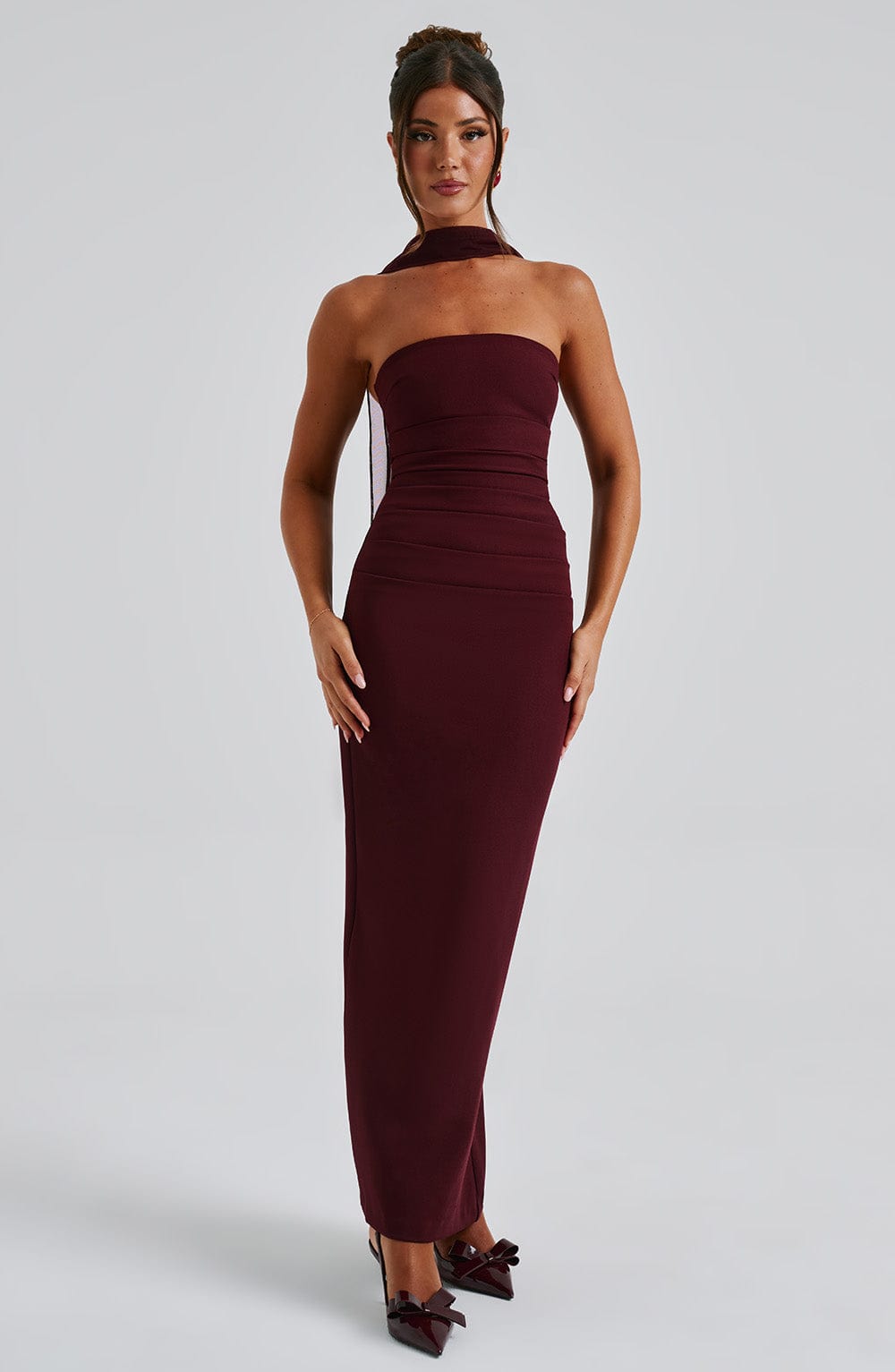 Zellaine Maxi Dress in Cherry Lacquer by Clandour, product photo 3