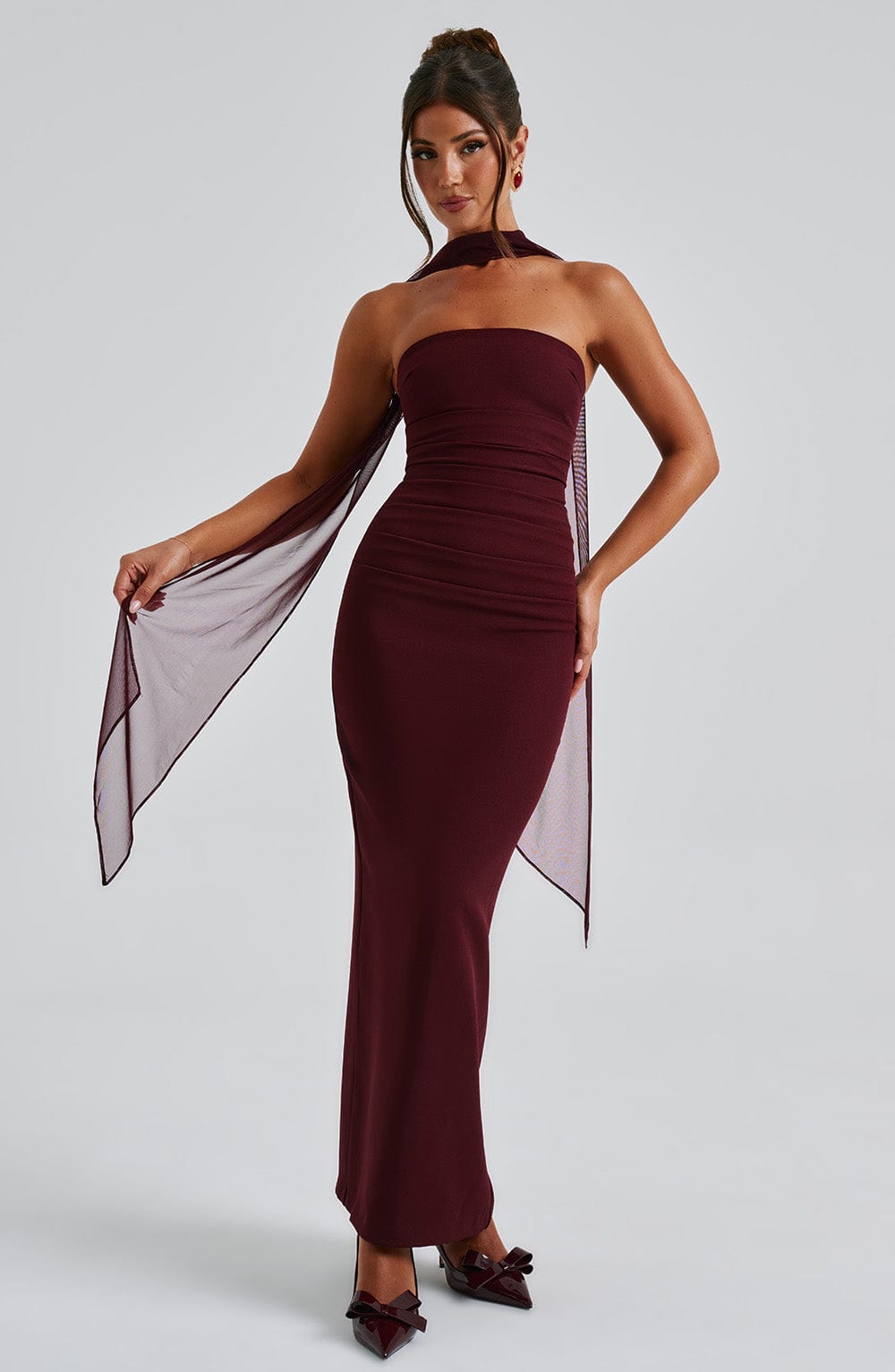 Zellaine Maxi Dress in Cherry Lacquer by Clandour, product photo 5