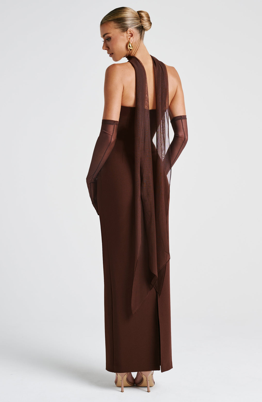 Zellaine Maxi Dress in Plum Brown by Clandour, product photo 4