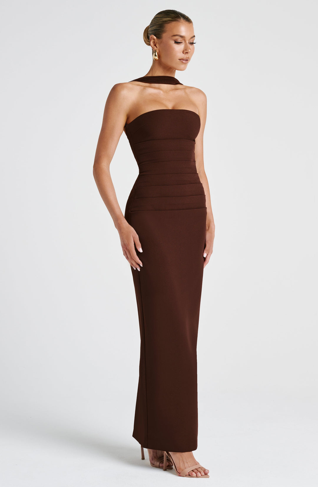 Zellaine Maxi Dress in Plum Brown by Clandour, product photo 5