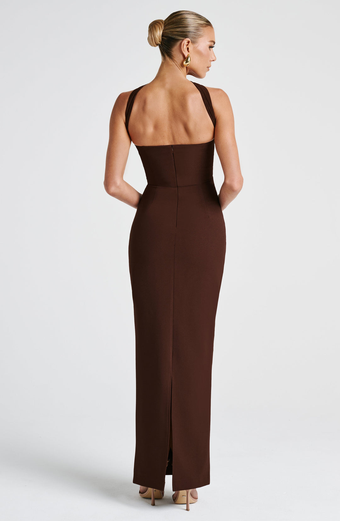 Zellaine Maxi Dress in Plum Brown by Clandour, product photo 6