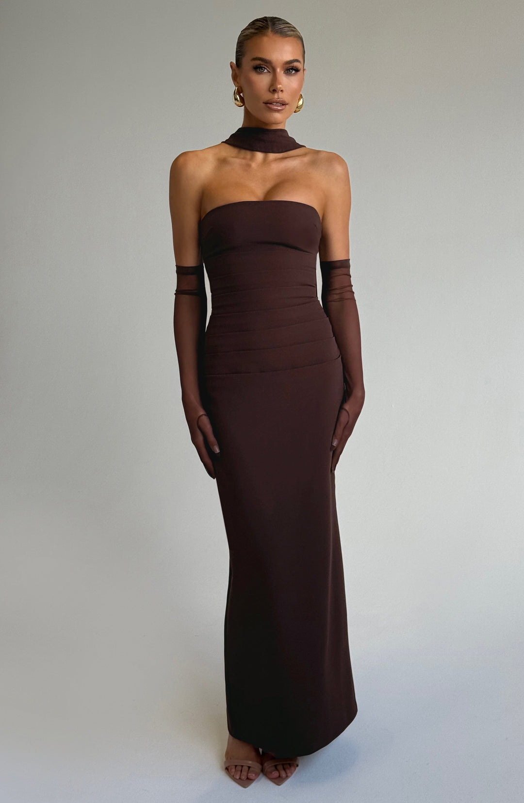 Zellaine Maxi Dress in Plum Brown by Clandour, product photo 7