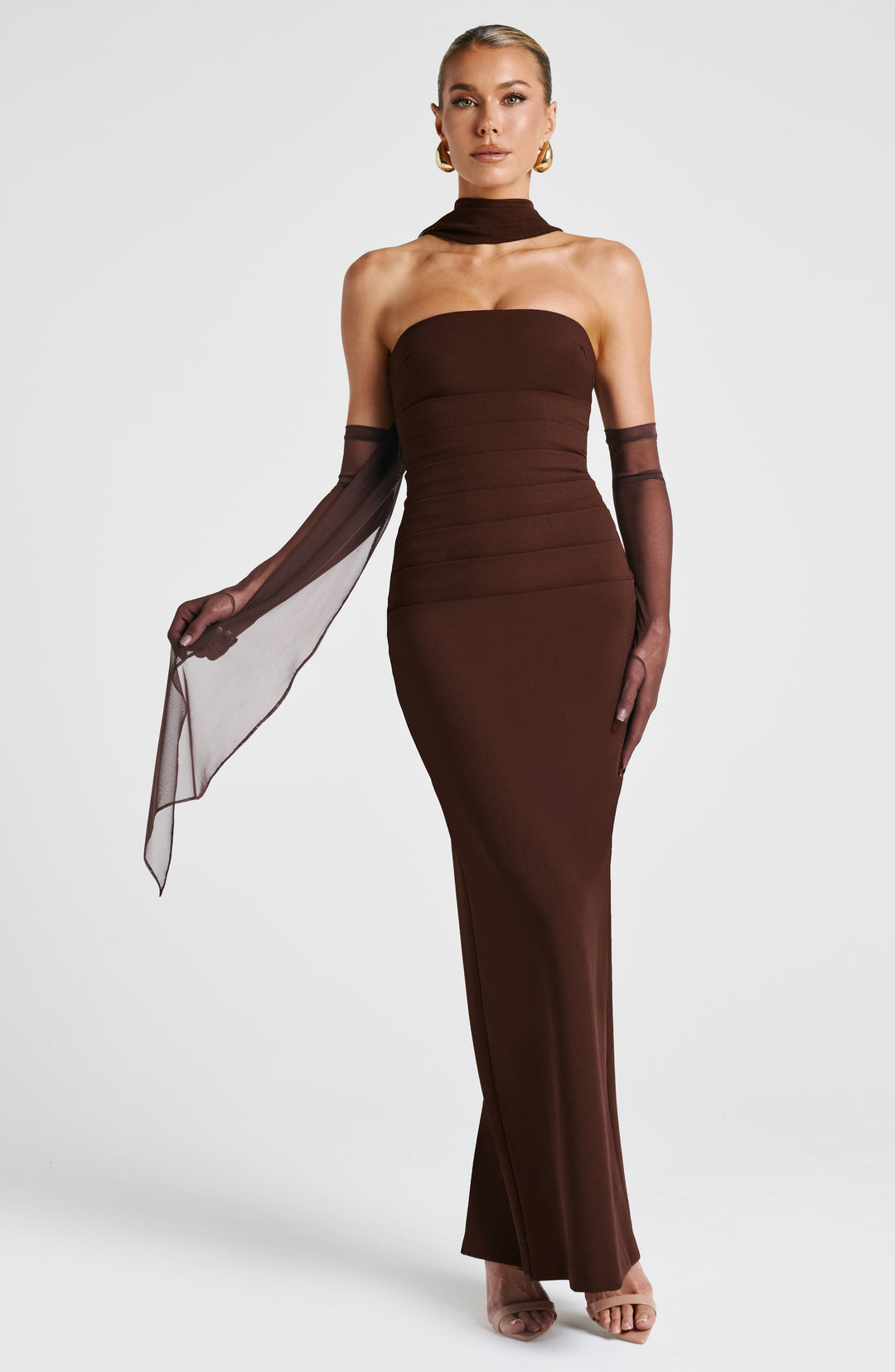 Zellaine Maxi Dress in Plum Brown by Clandour, product photo 10