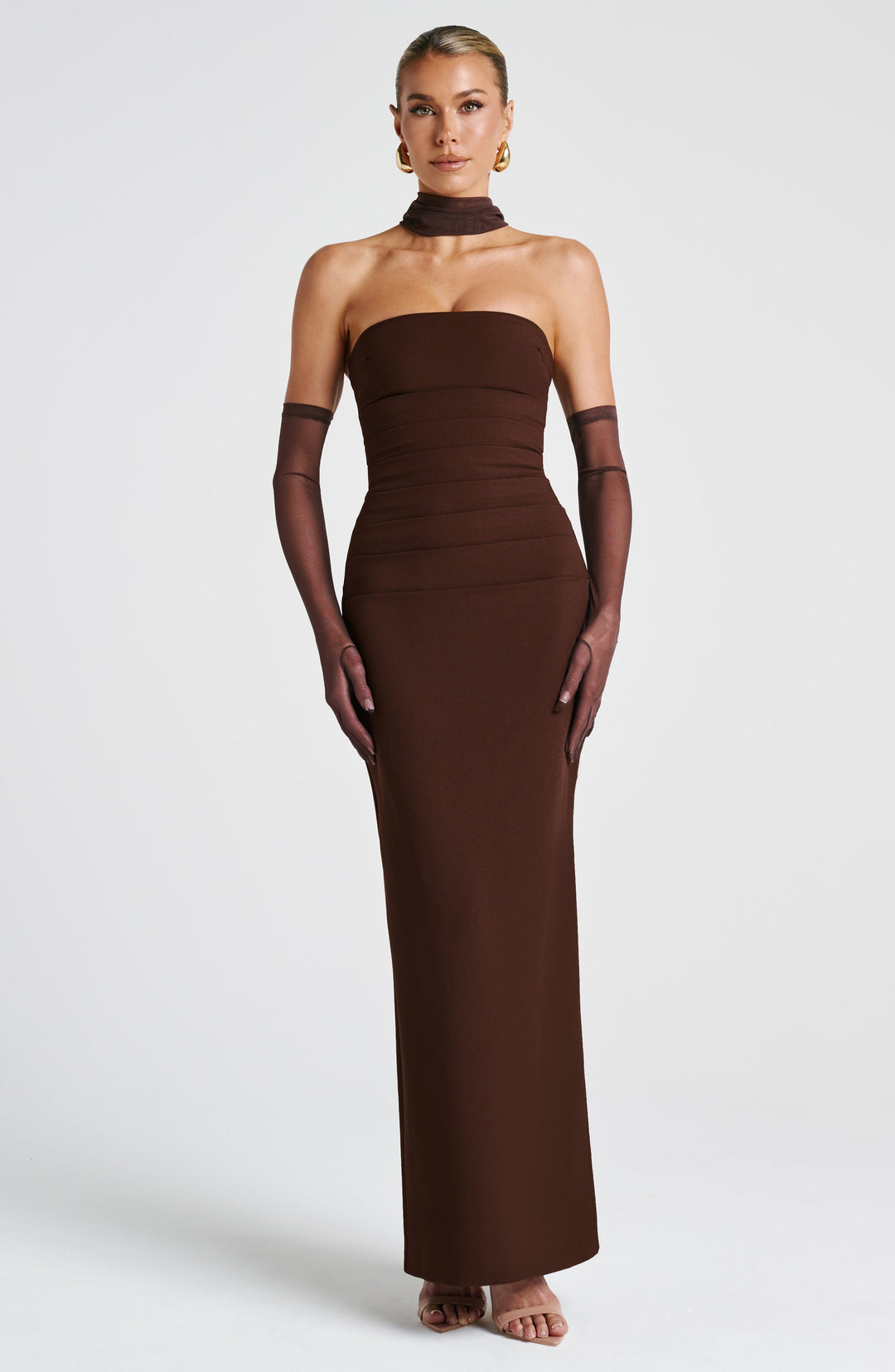 Zellaine Maxi Dress in Plum Brown by Clandour, product photo 11