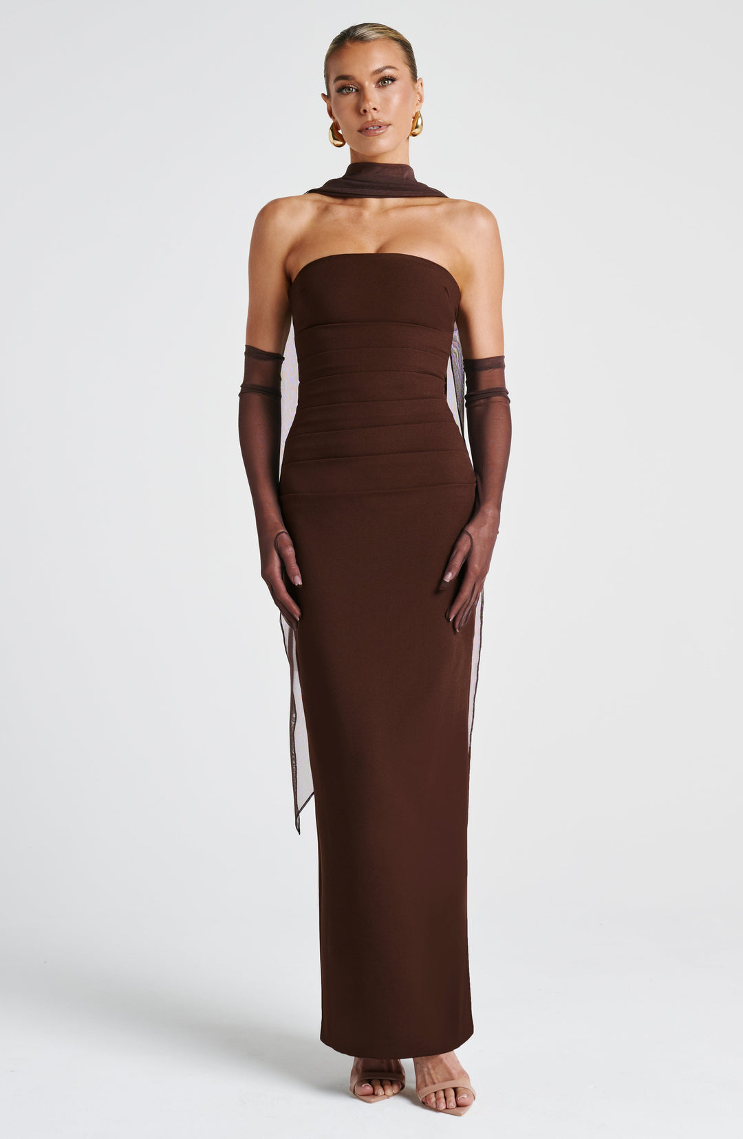 Zellaine Maxi Dress in Plum Brown by Clandour, product photo 12