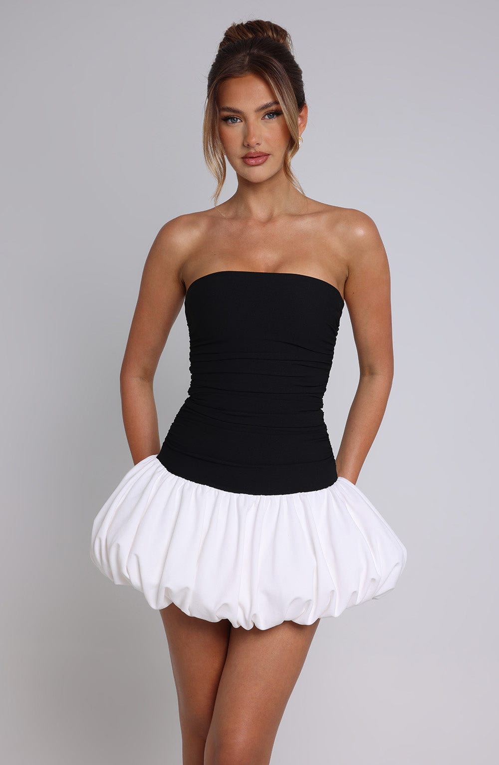 Zellara Mini Dress in Black/White by Clandour, product photo 5
