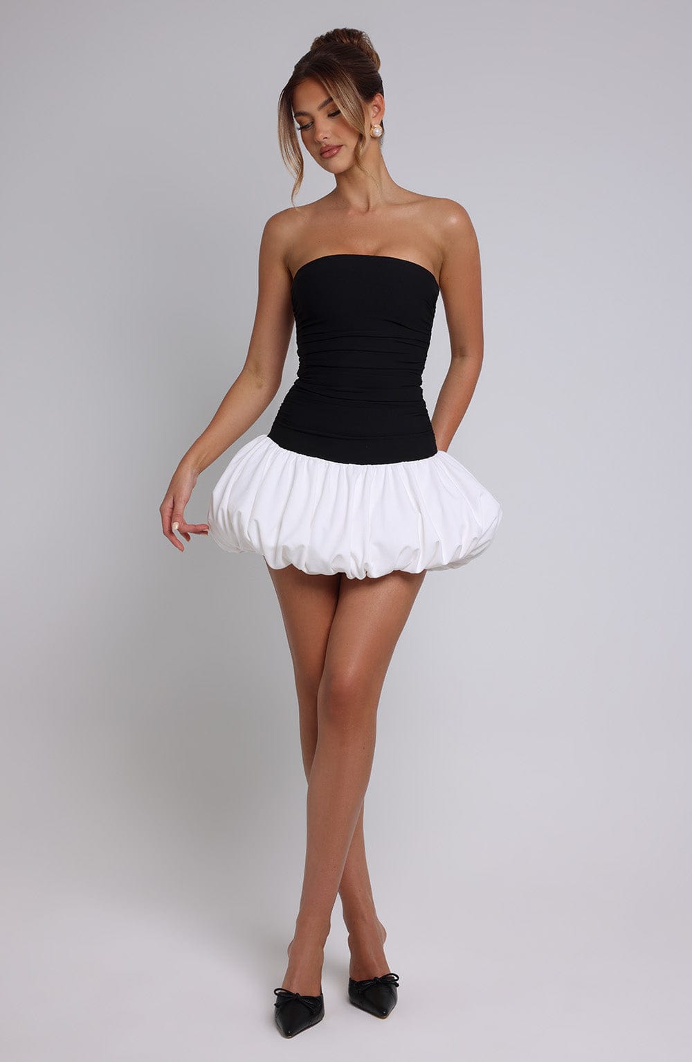 Zellara Mini Dress in Black/White by Clandour, product photo 7