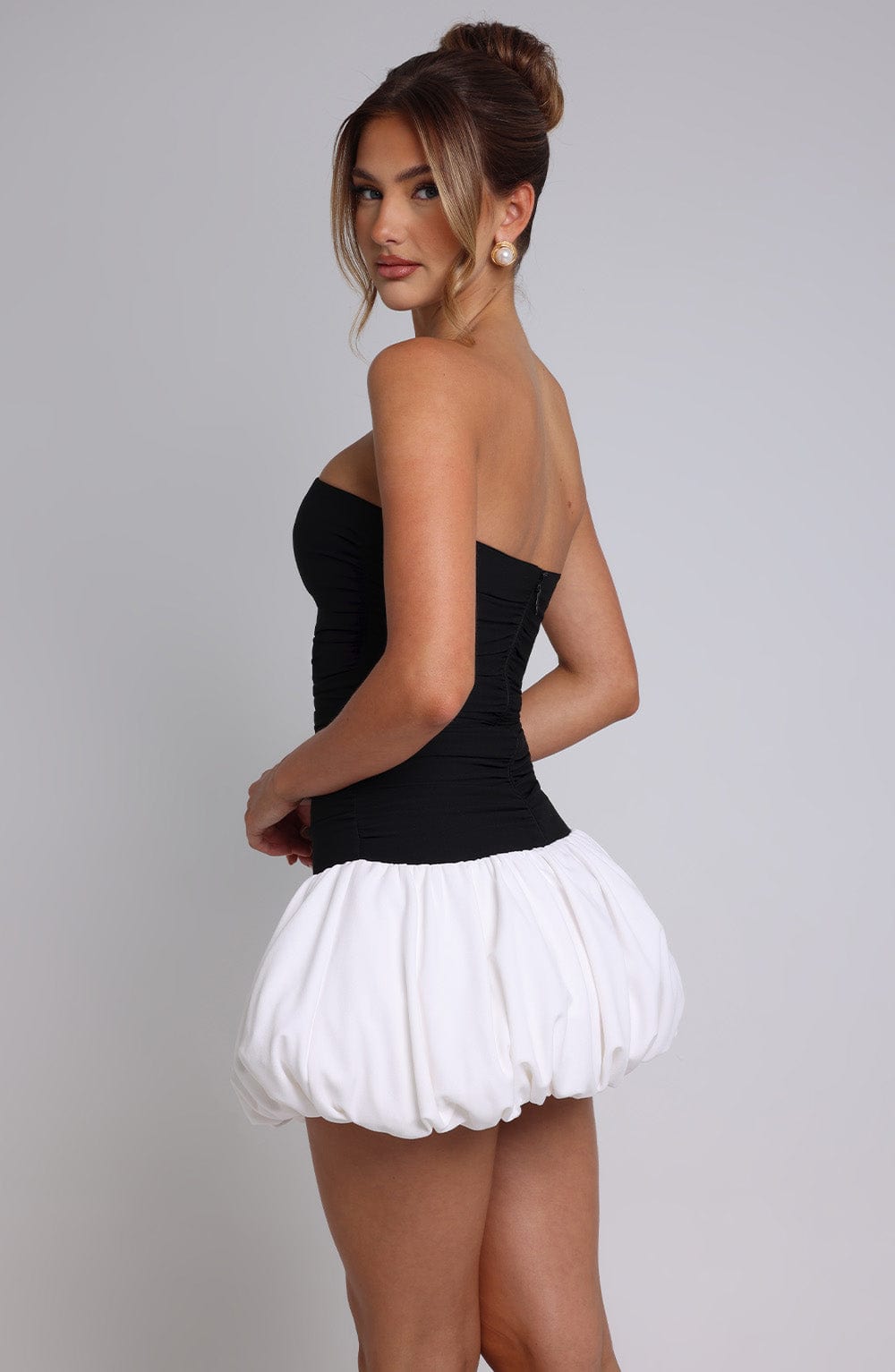 Zellara Mini Dress in Black/White by Clandour, product photo 9