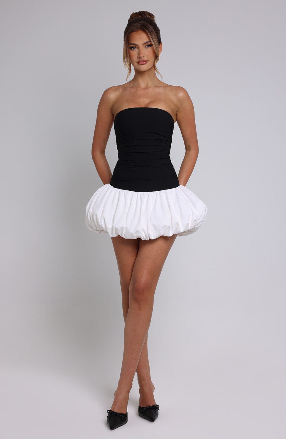 Zellara Mini Dress in Black/White by Clandour, product photo 10