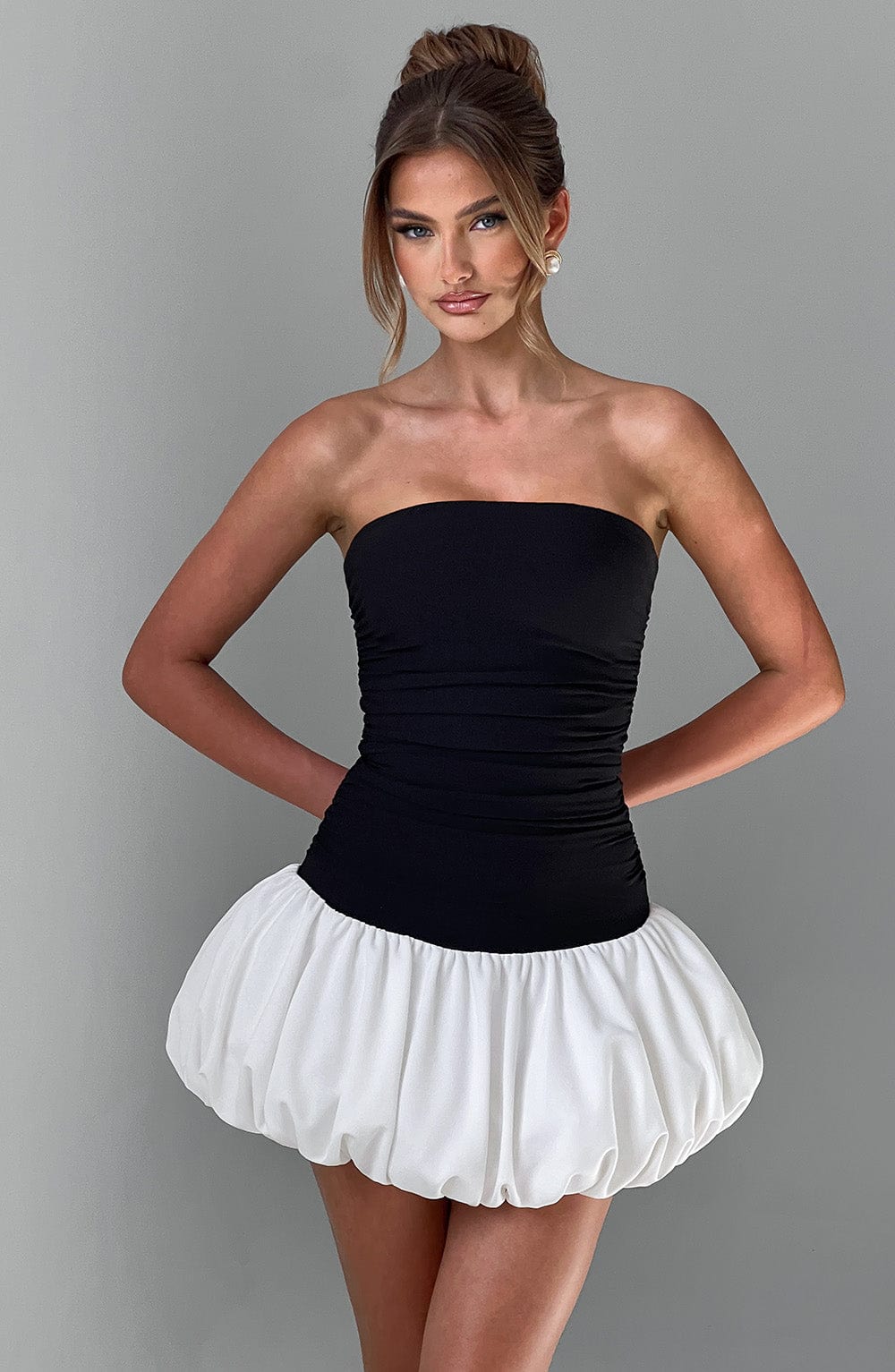 Zellara Mini Dress in Black/White by Clandour, product photo 11